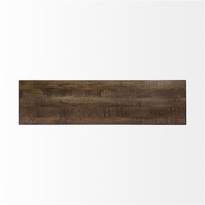 Rectangular Mango Wood/Medium Brown Top And Black Iron Base Accent Bench