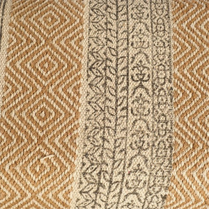 Rectangular Mango Wood Orange and Brown Upholstered Accent Bench