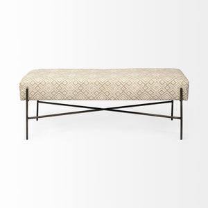 Rectangular Metal/Black Metal Base Cream Uphpolstry Accent Based