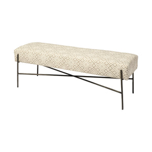 Rectangular Metal/Black Metal Base Cream Uphpolstry Accent Based