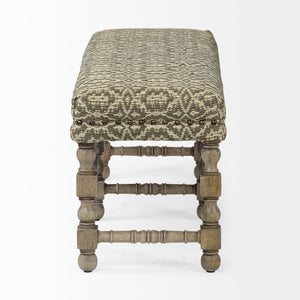Rectangular Indian Mango Wood/Light Brown Jute Patterned Top Accent Bench