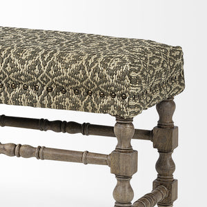 Rectangular Indian Mango Wood/Light Brown Jute Patterned Top Accent Bench