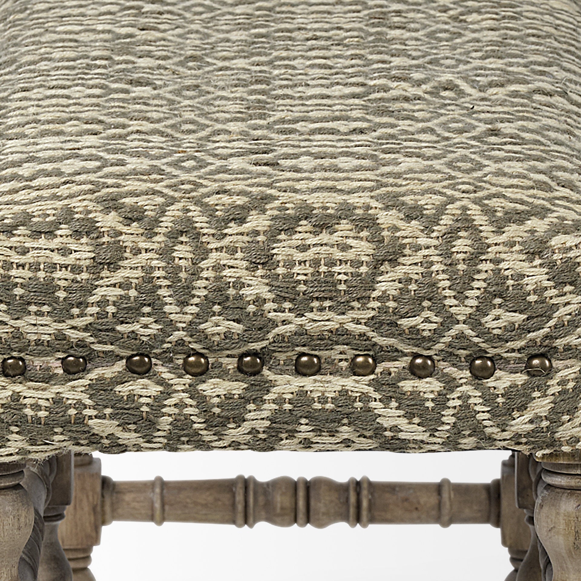 Rectangular Indian Mango Wood/Light Brown Jute Patterned Top Accent Bench