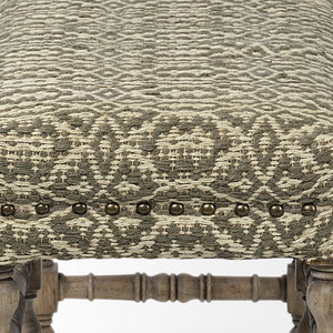 Rectangular Indian Mango Wood/Light Brown Jute Patterned Top Accent Bench