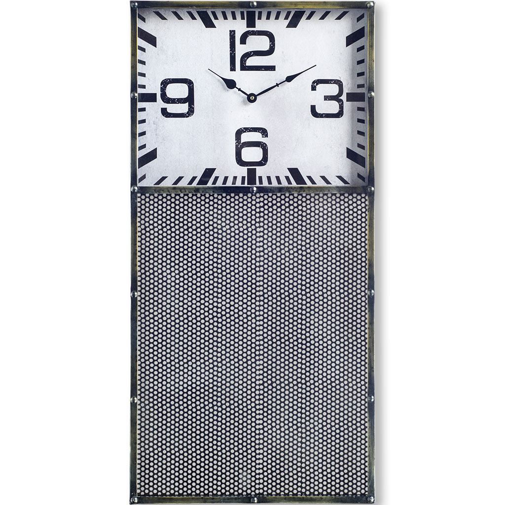 Rectangular Gray Industrial styleWall Clock w/ Metal Panel
