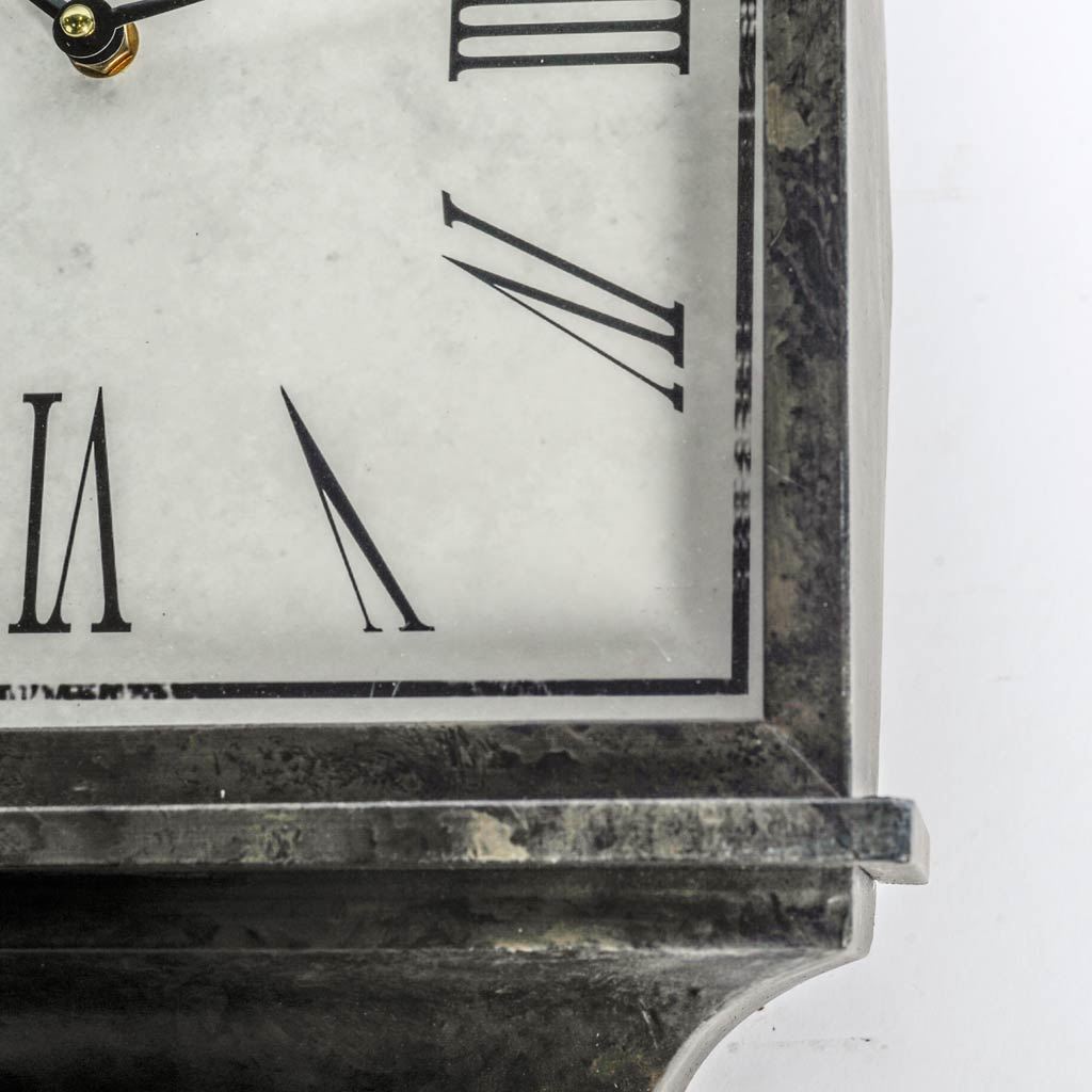 Rectangular Modern Antique Wall Clock w/ Square Face and Roman Numeral Numbers