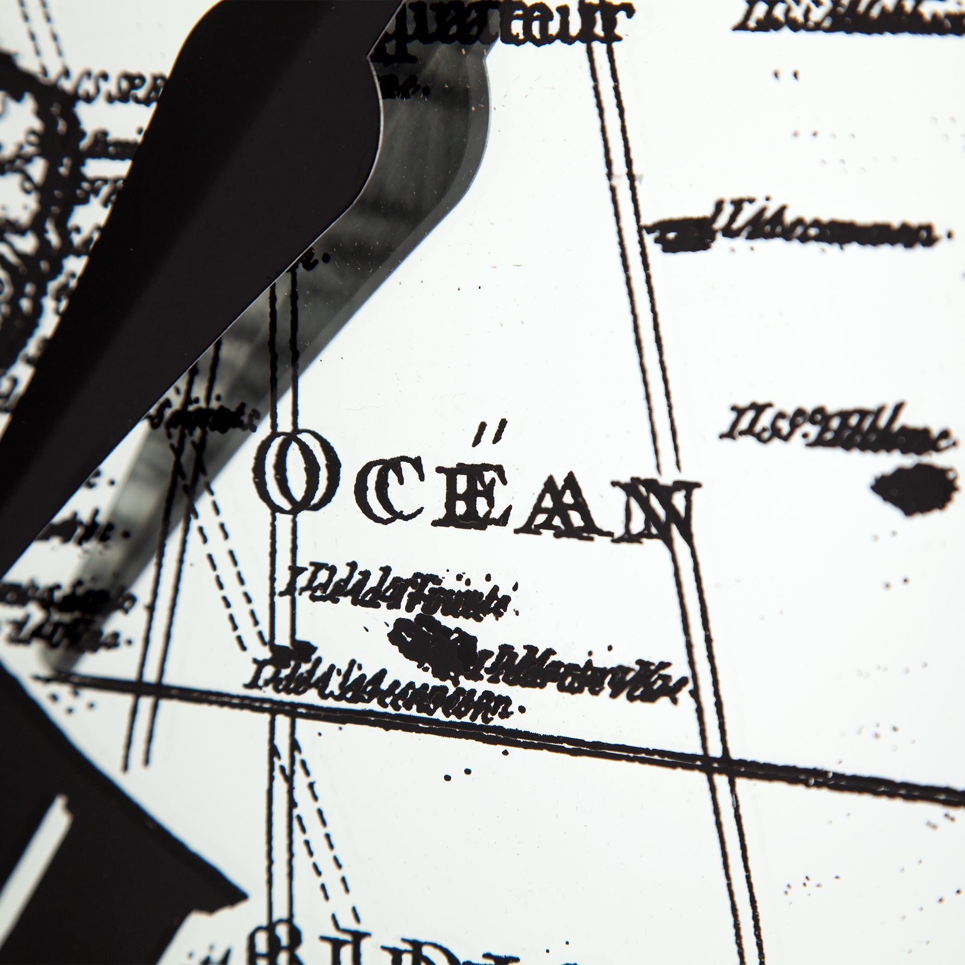 36" Oversize Round Coastal Wall Clock w/ Embossed Globe on the Mirror Face