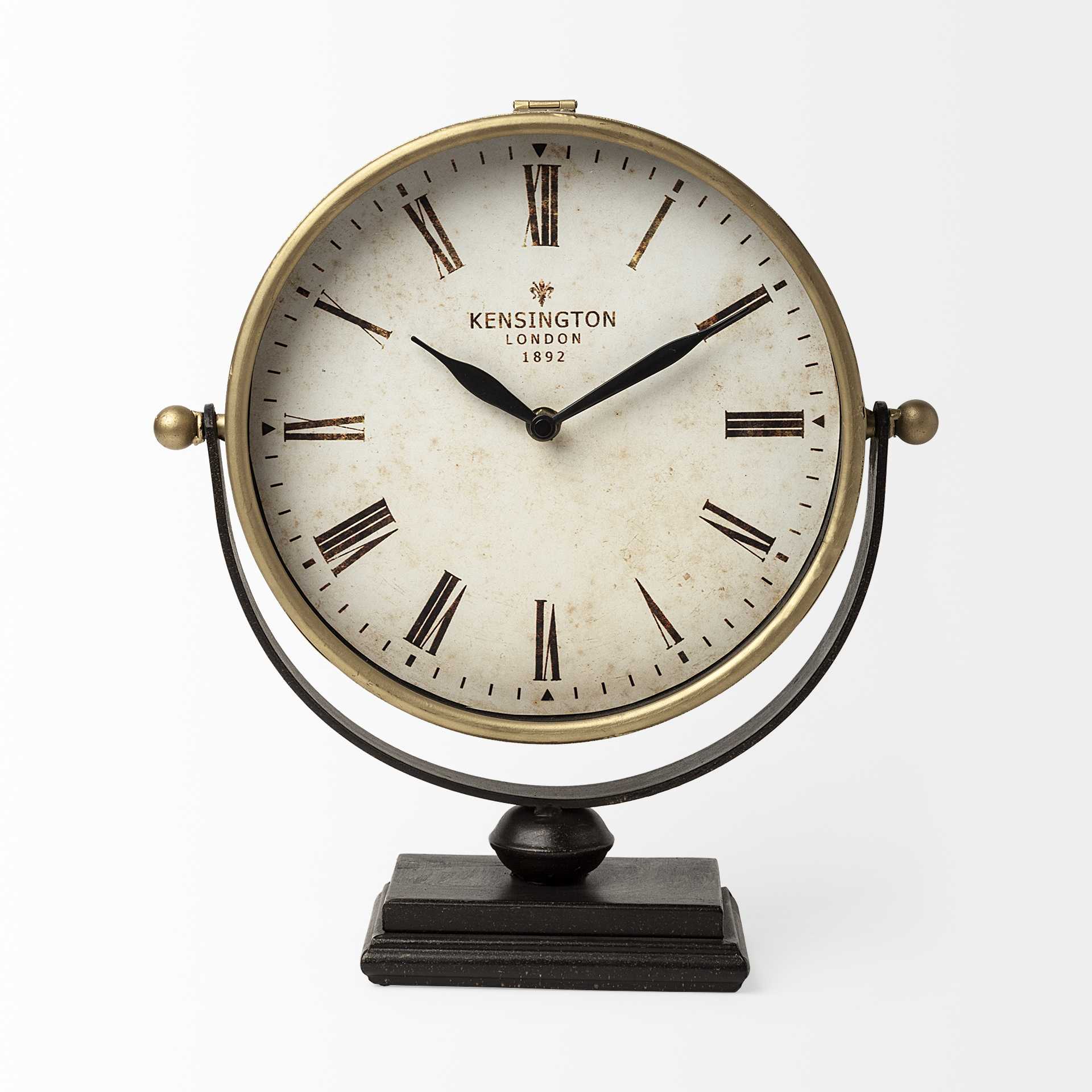 Gold Metal Half-Moon Base Desk/Table Clock
