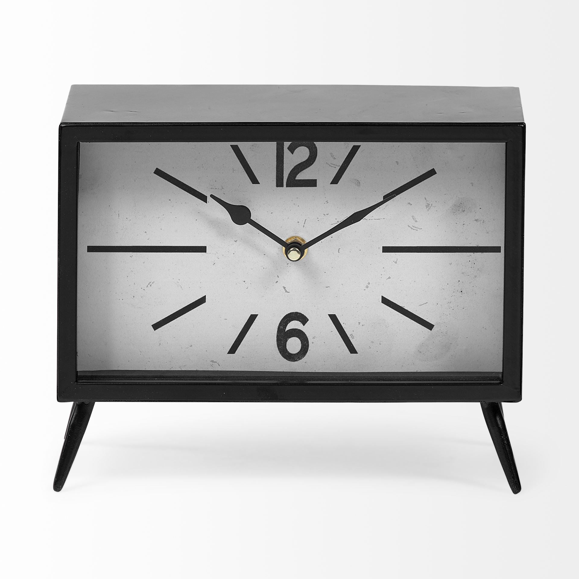Rectangular Black Metal Desk/Table Clock