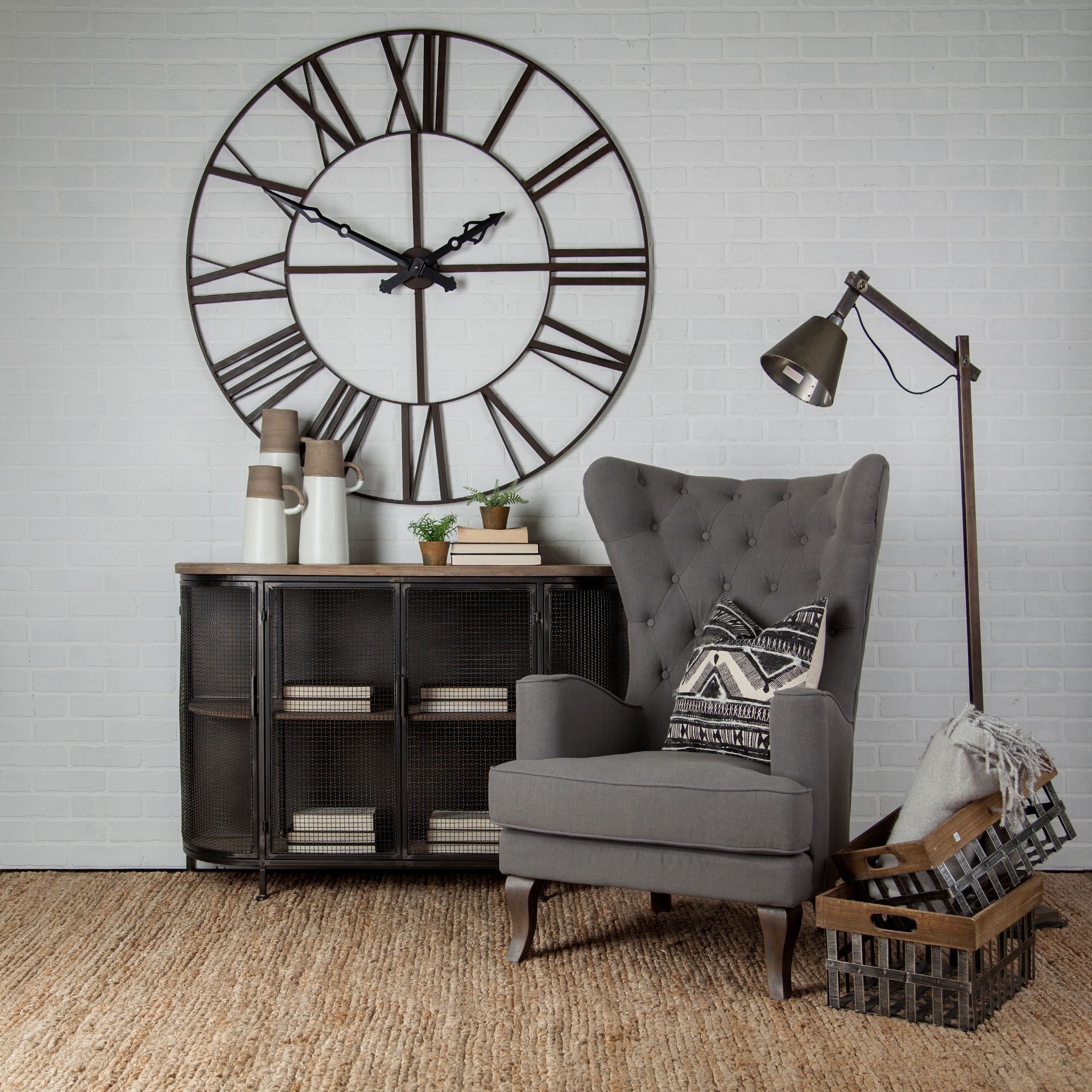 50" Round XL  Industrial styleWall Clock w/ Open Back Face w/ Welded Iron Roman Numeral