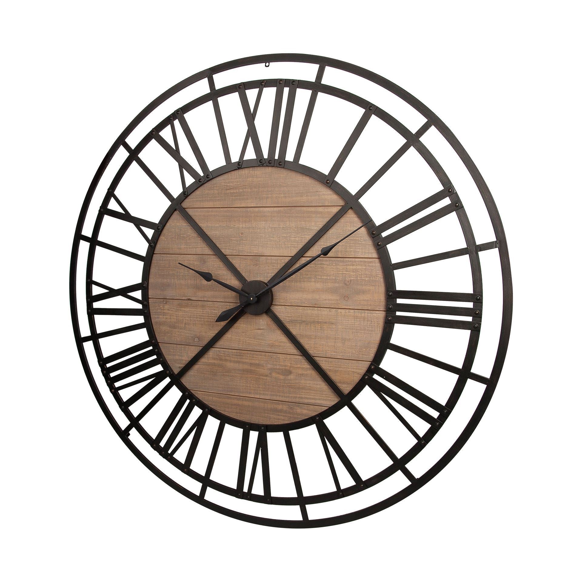 59" Round XL Industrial styleWall Clock w/ Matte Metal Frame
