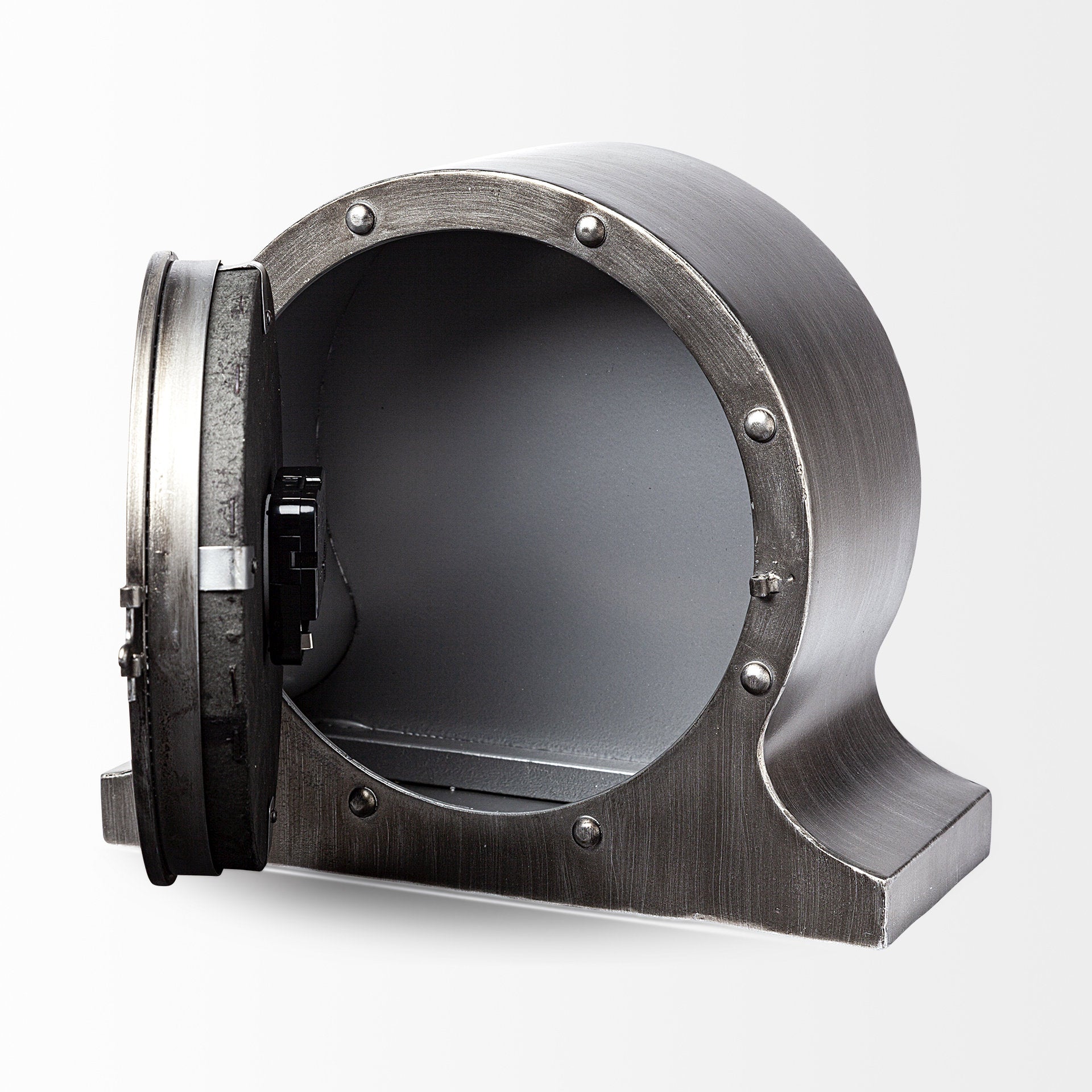 Rustic Brown Metal Porthole Desk / Table Clock