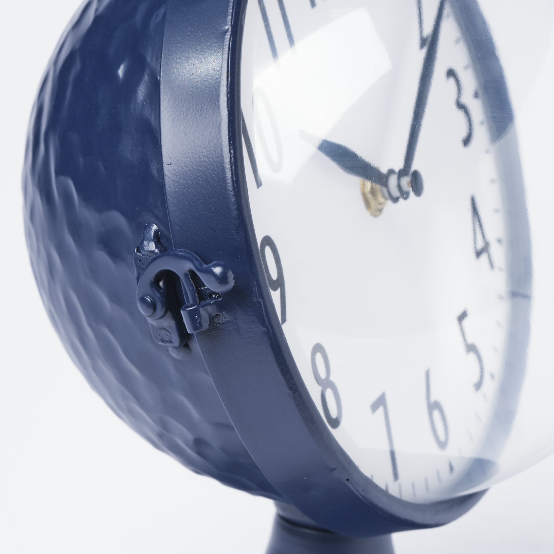 Blue Metal Glass Dome Desk   Table Clock