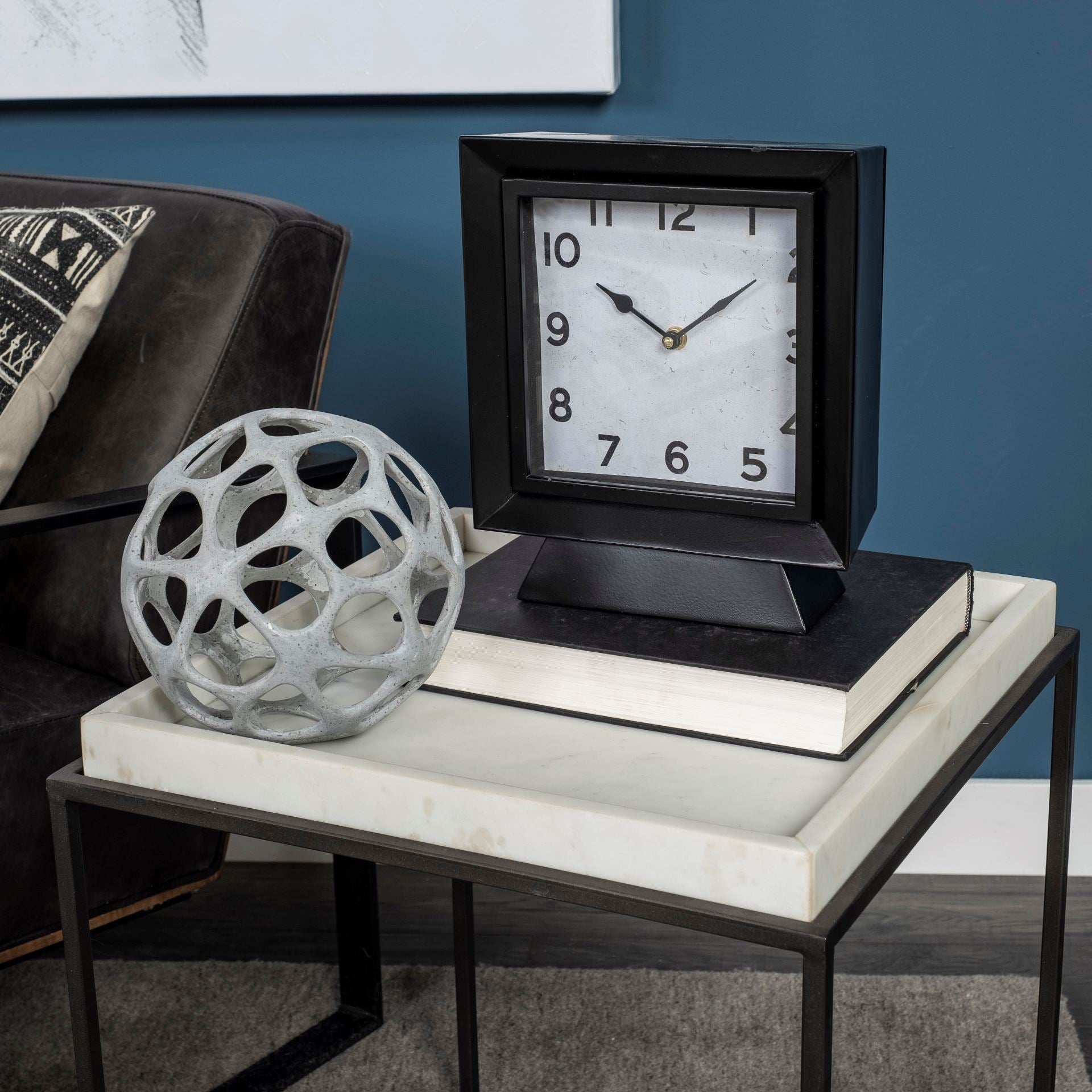 Black Metal Square Desk / Table Clock