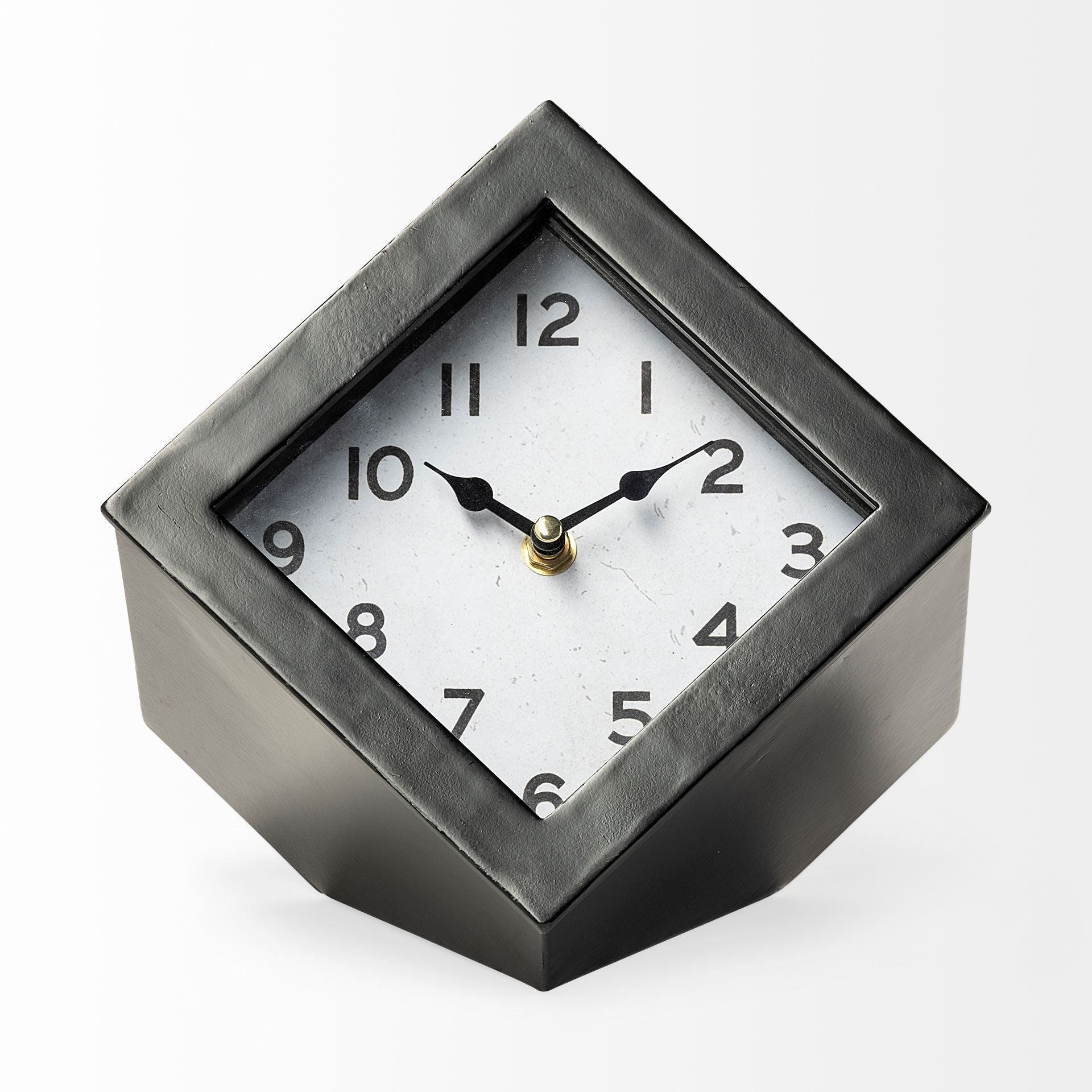 Black Metal Cube Desk / Table Clock