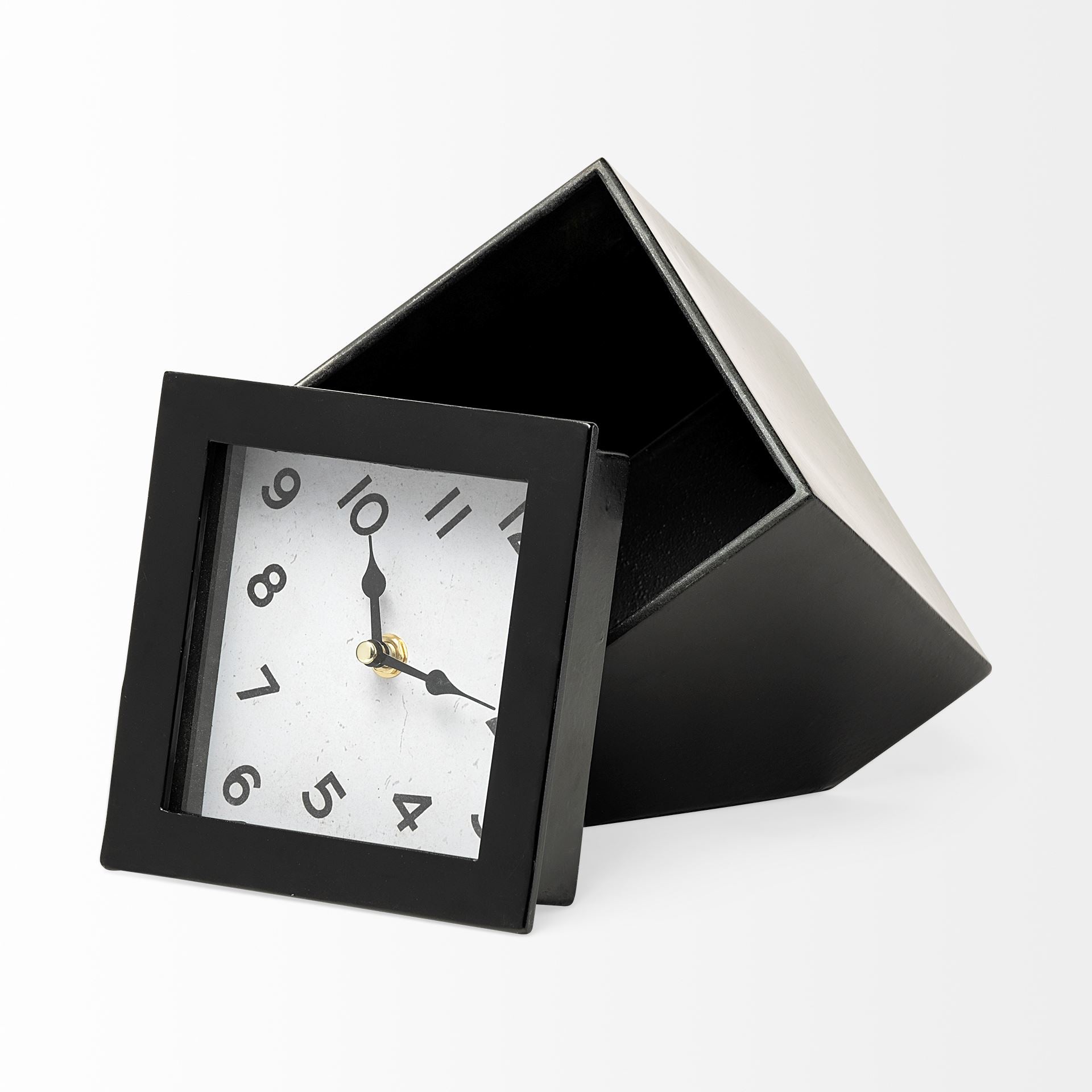 Black Metal Cube Desk / Table Clock