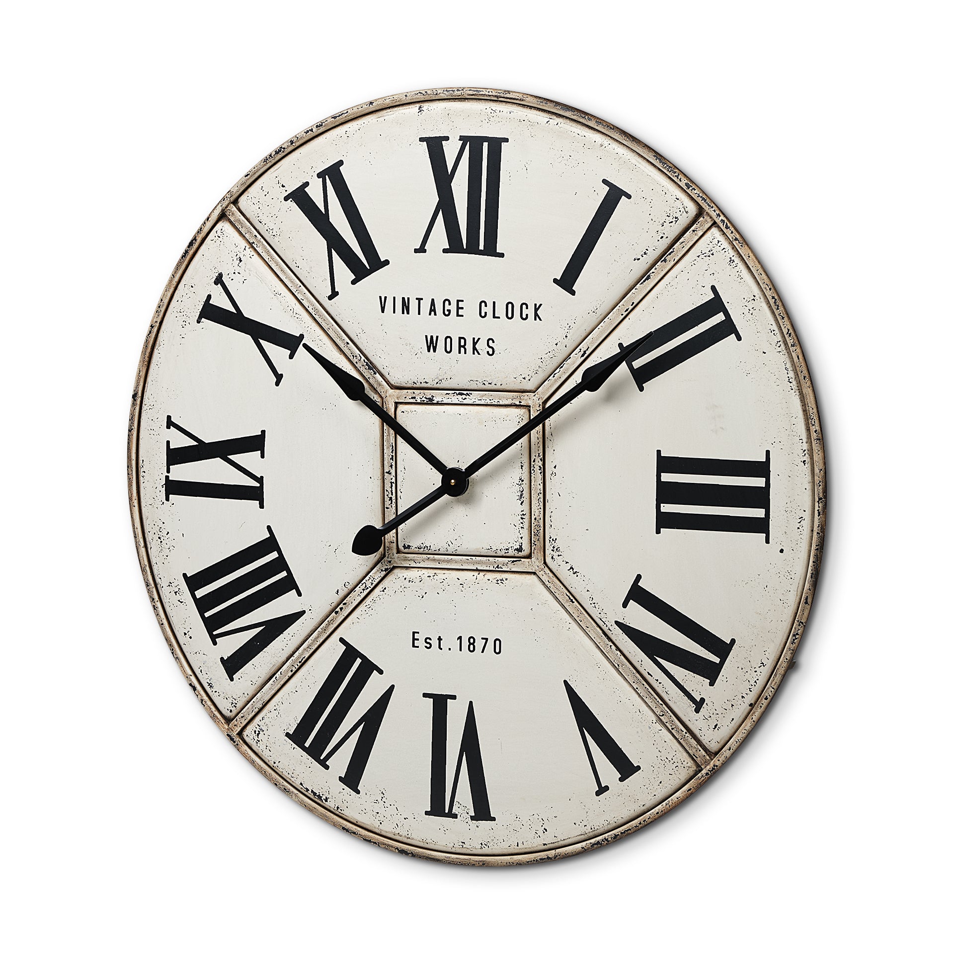 36.5" Round Industrial style Wall Clock w/ Rustic White Toned Face