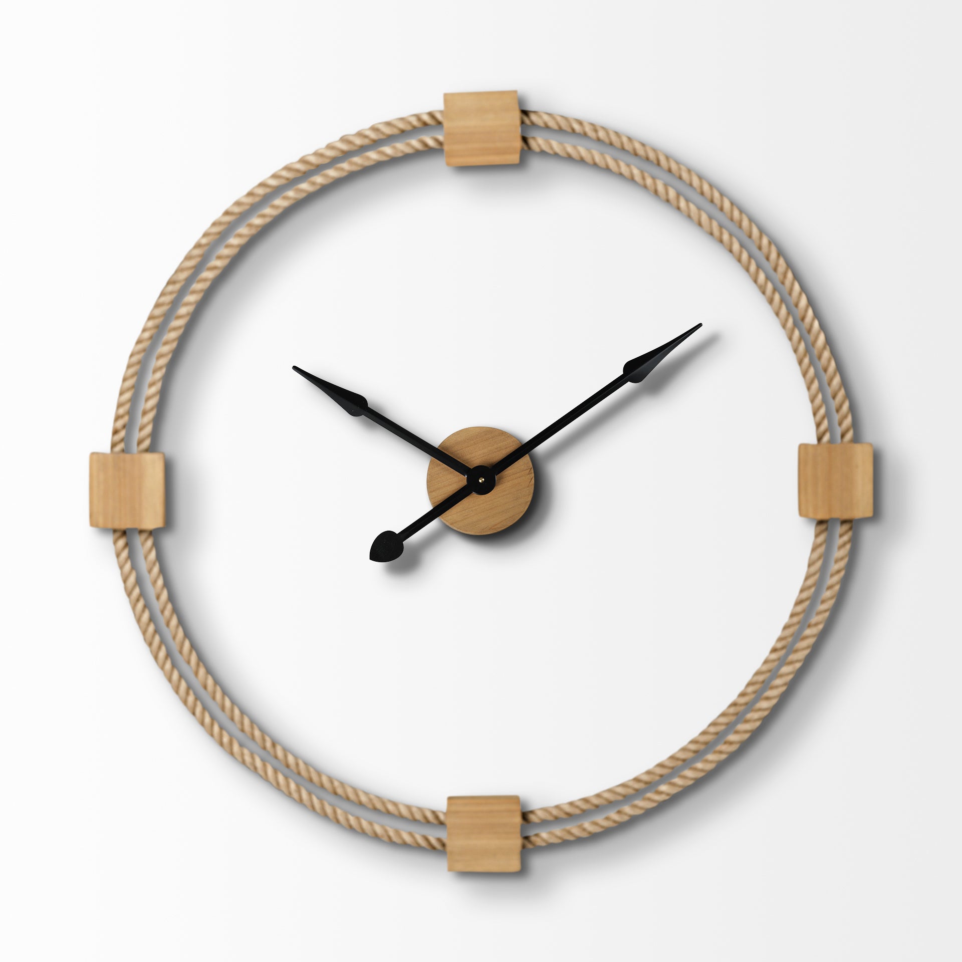 36" Round Oversize Coastal Wall Clock w/ Open Face and Rope Base