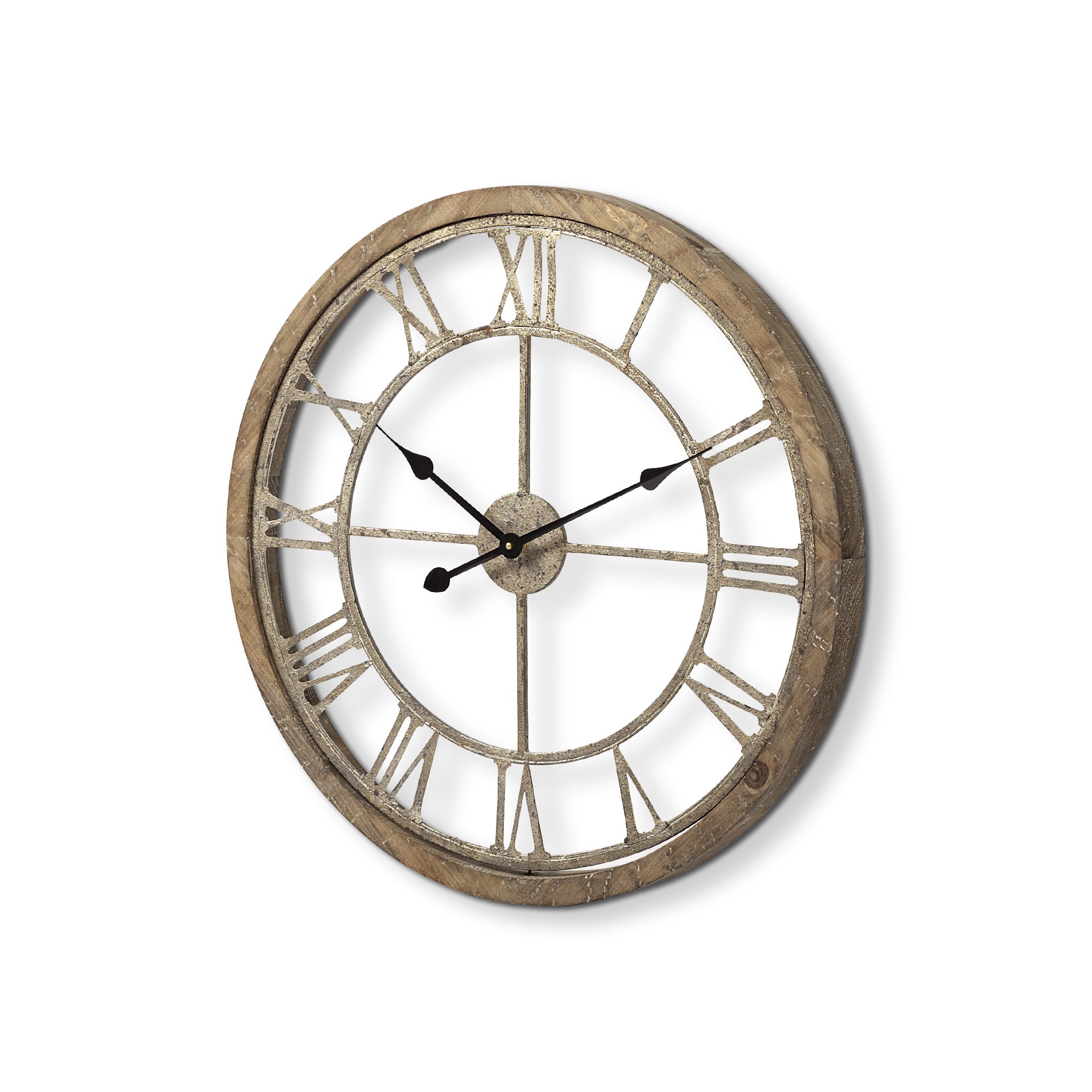 25" Round Large BrownFarmhouse style Wall Clock
