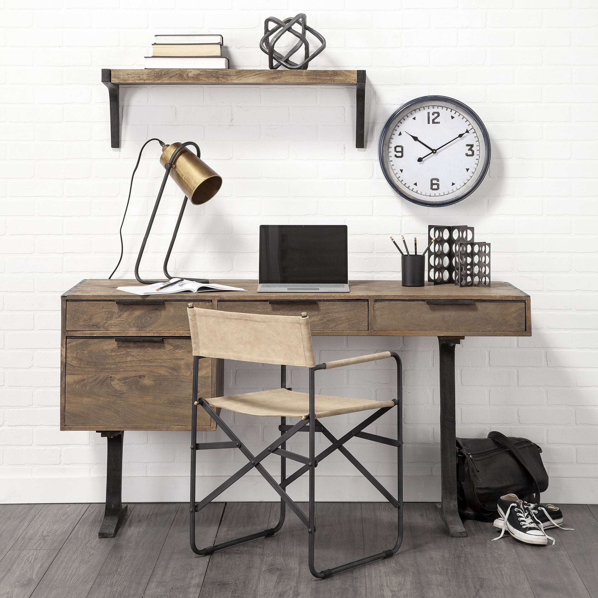 16" Round Large Blue Modern Wall Clock