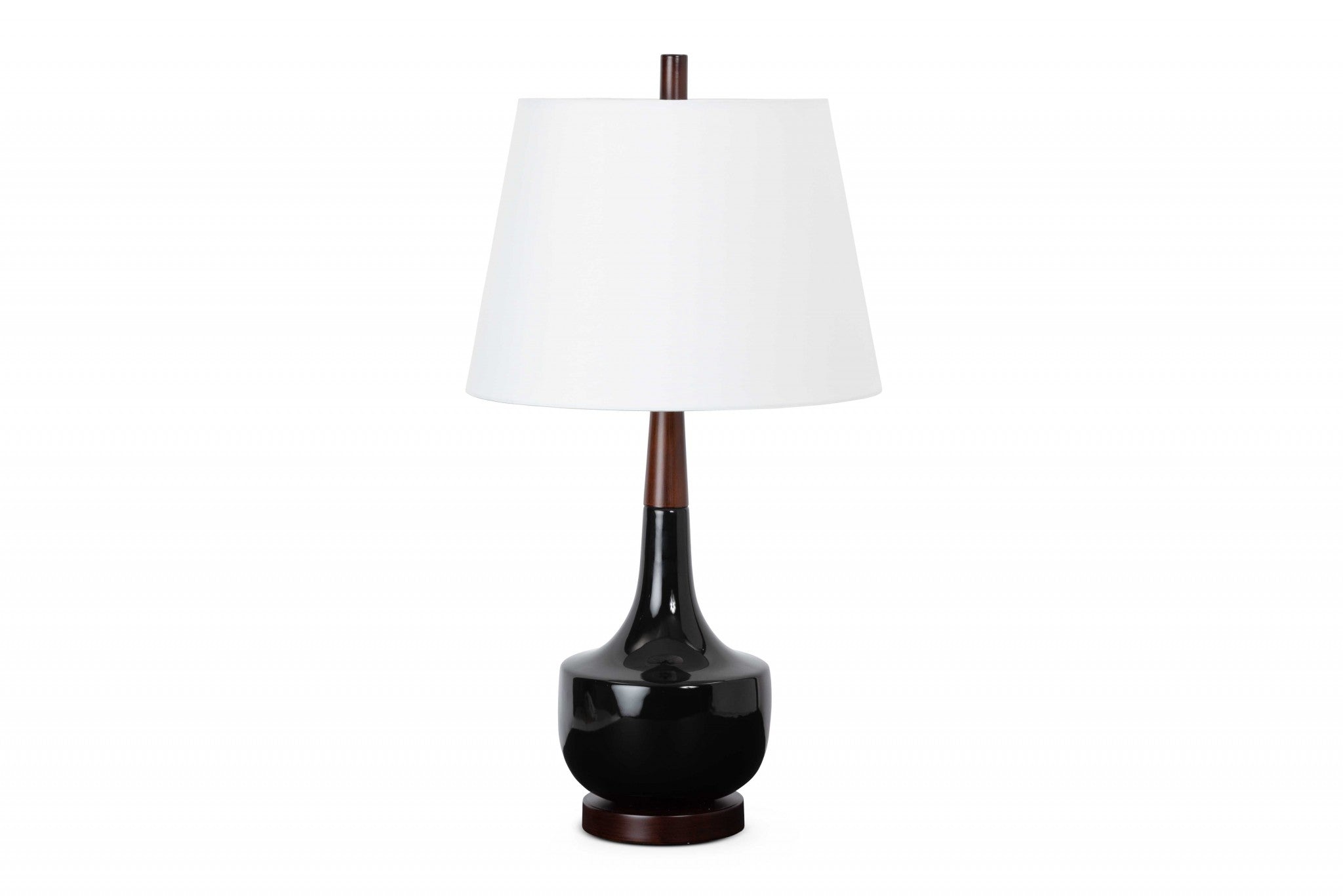 Set of 2 Black Ceramic  Wood Retro Table Lamp