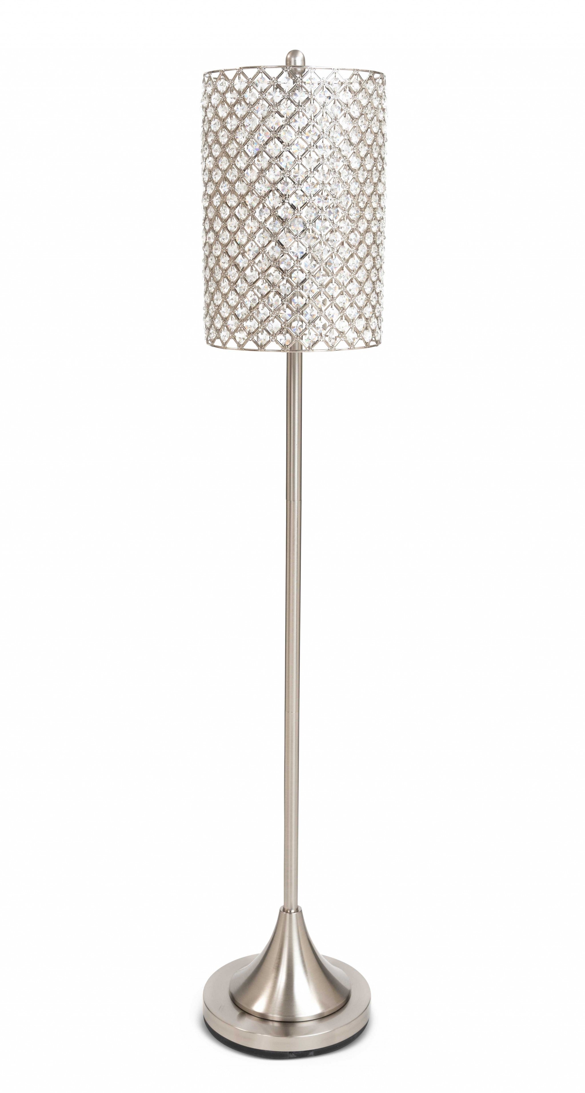 Metal Floor Lamp w Crystal Bead Shade