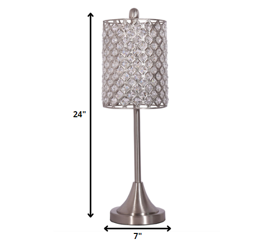 Set of 2 Metal Table Lamps with Crystal Bead Shade