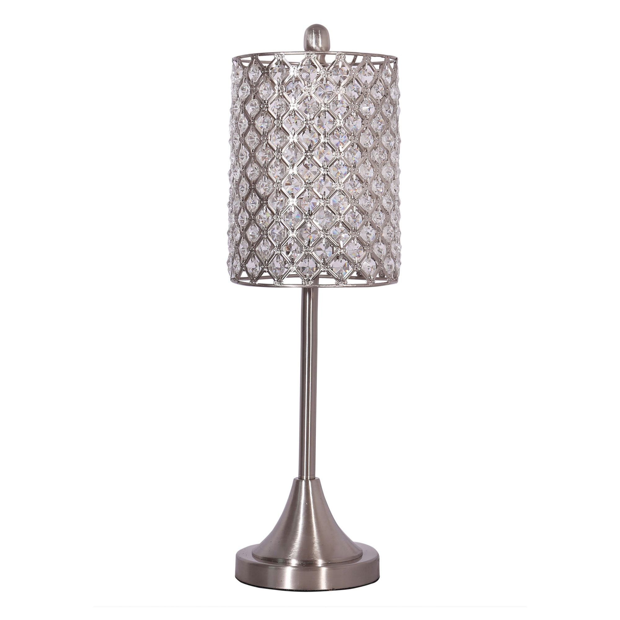 Set of 2 Metal Table Lamps with Crystal Bead Shade