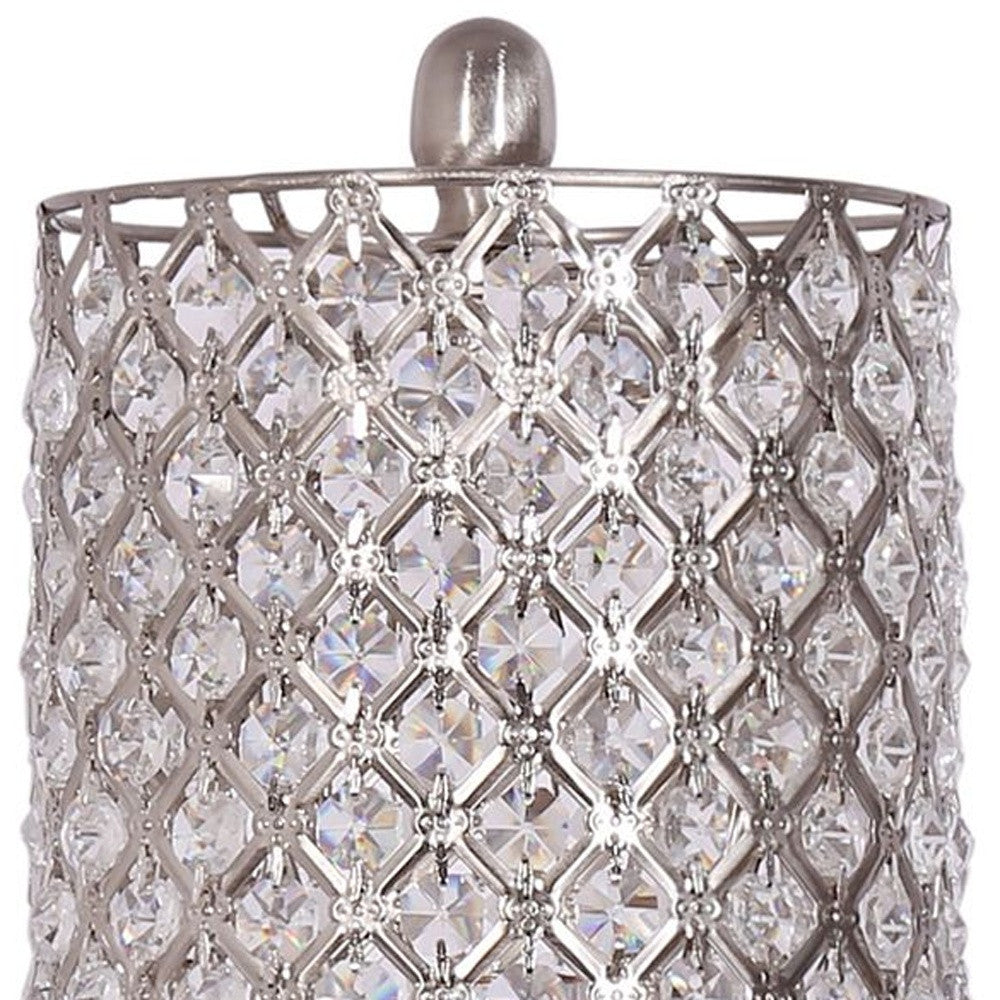 Set of 2 Metal Table Lamps with Crystal Bead Shade