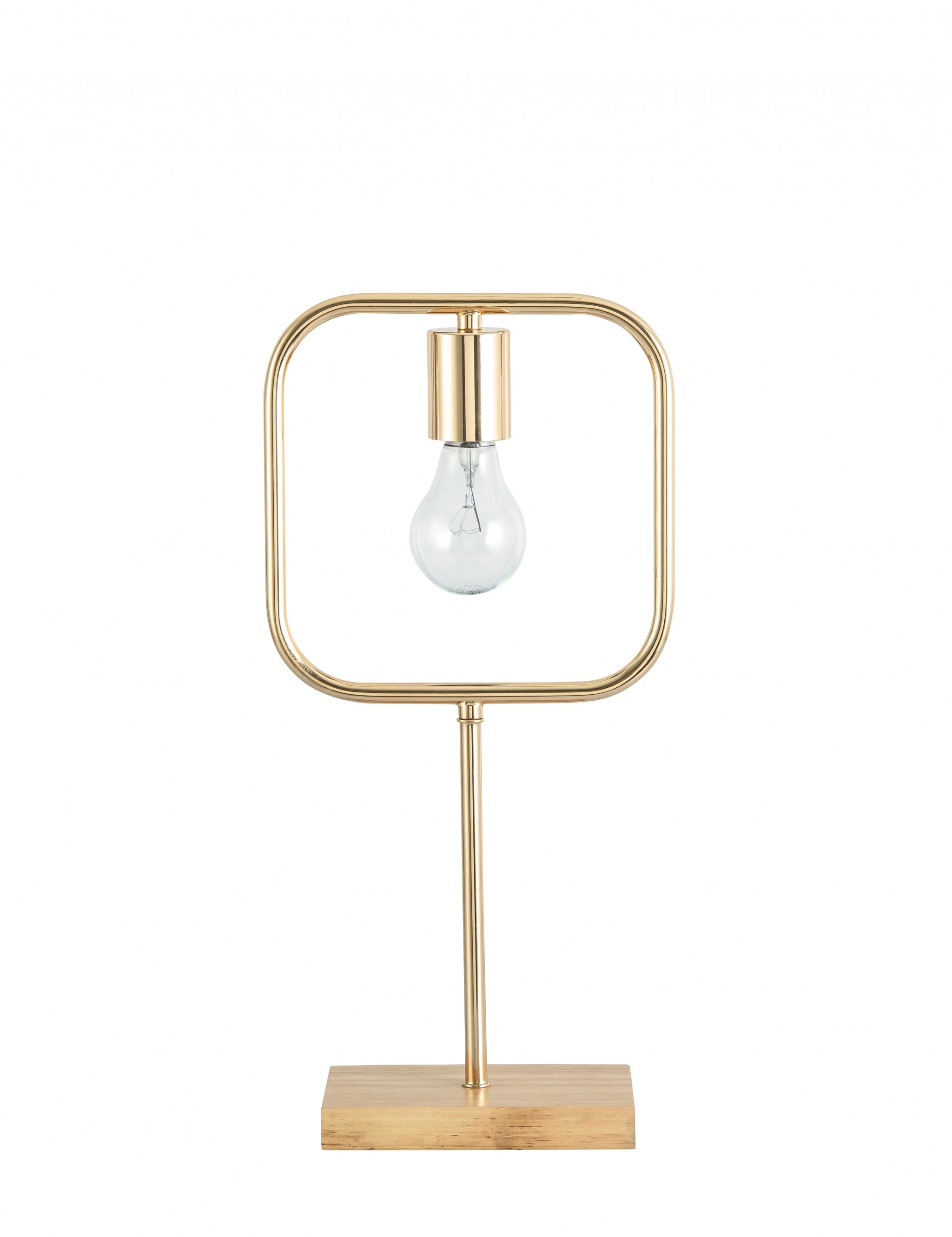 Gold Metal Table  Desk Lamp with Wood Base