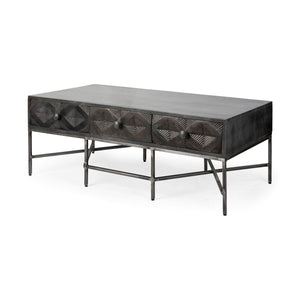 Rectangular Solid Wood Coffee Table w/ 3 Drawers