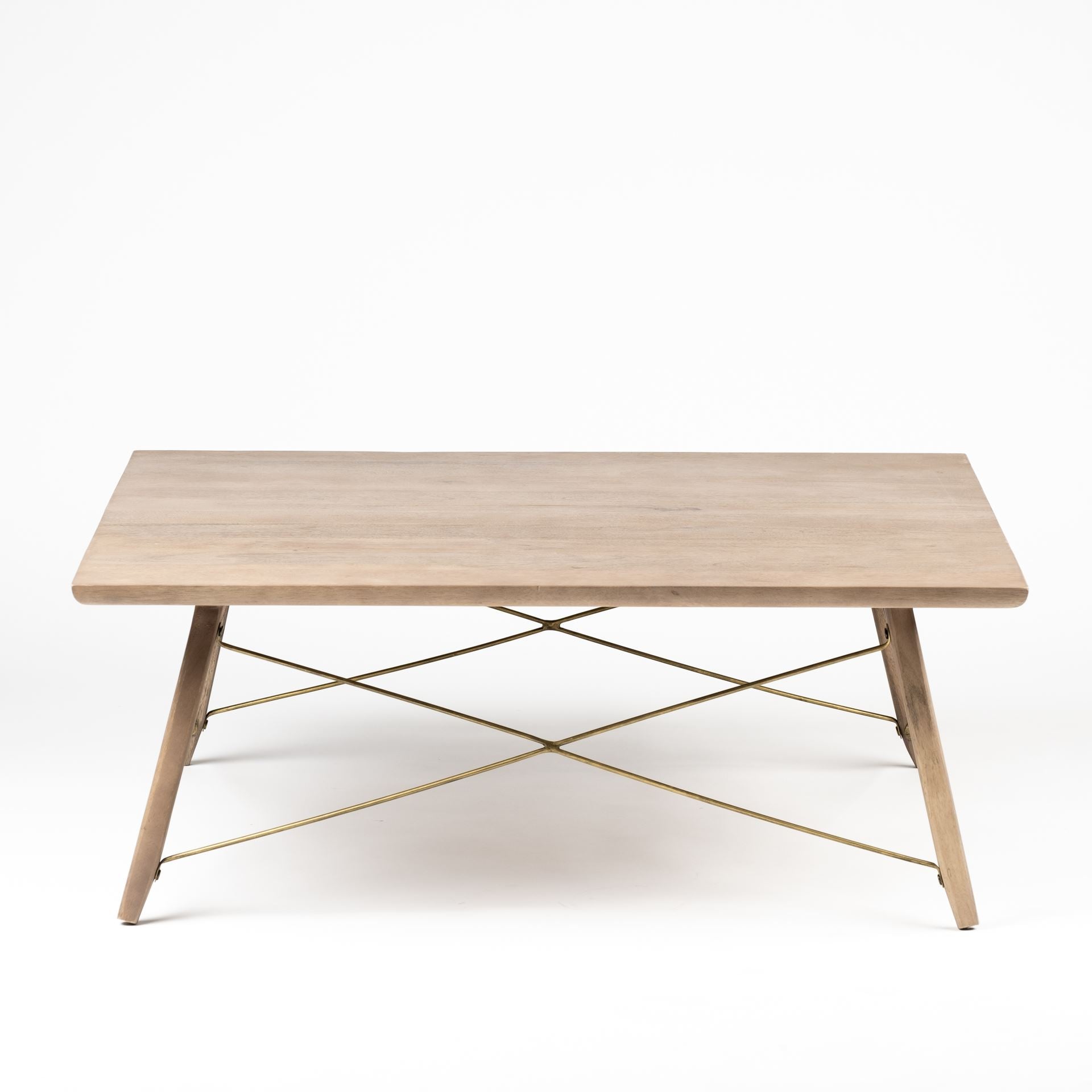 Square Solid Wood Top & Legs Coffee Table w/Metal Bracing