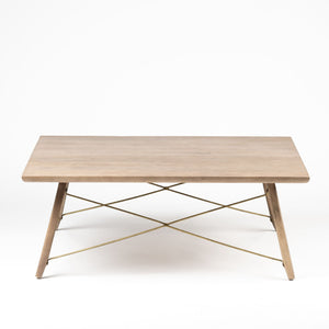 Square Solid Wood Top & Legs Coffee Table w/Metal Bracing