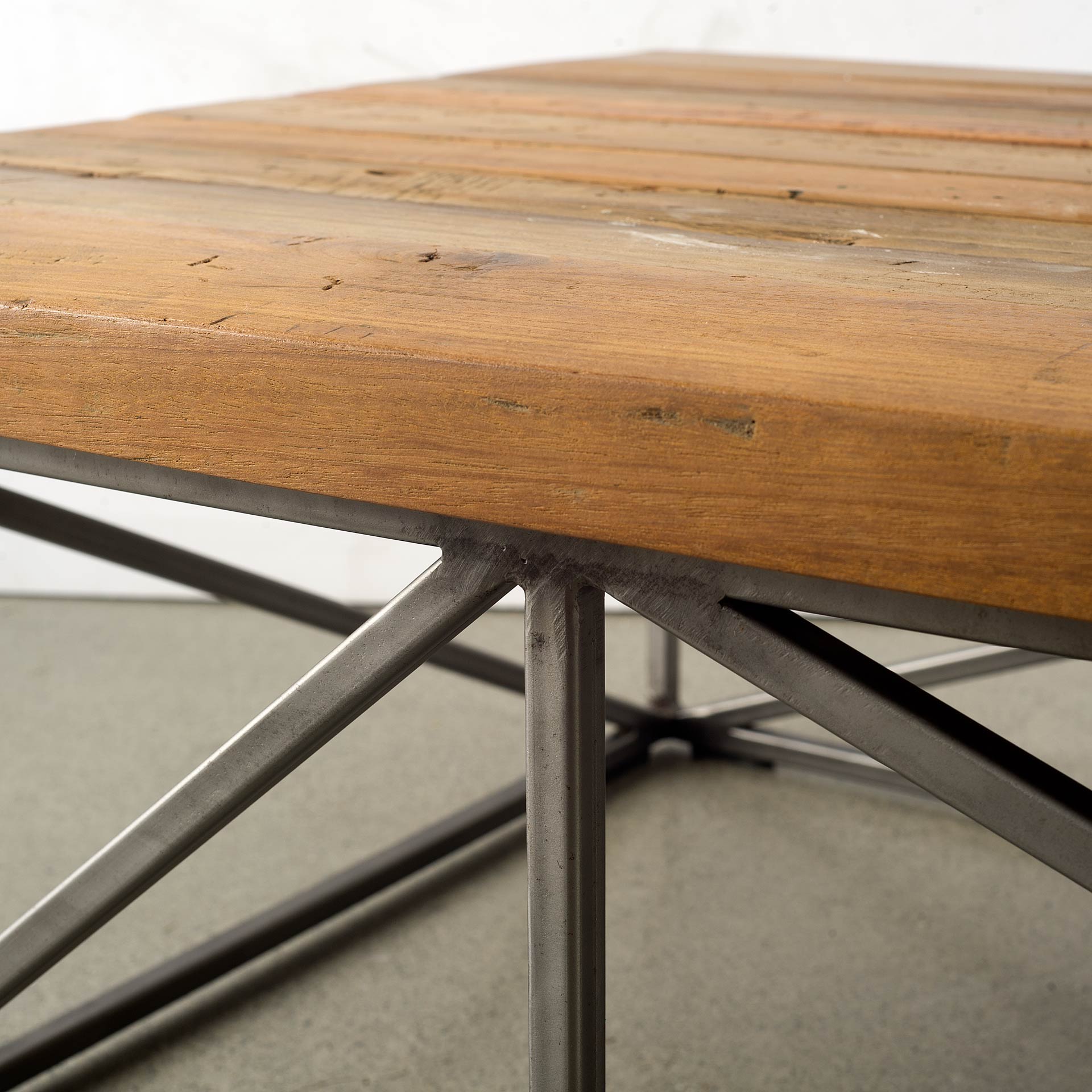 Rectangular Solid Wood Top Coffee Table w/ Black Metal Base