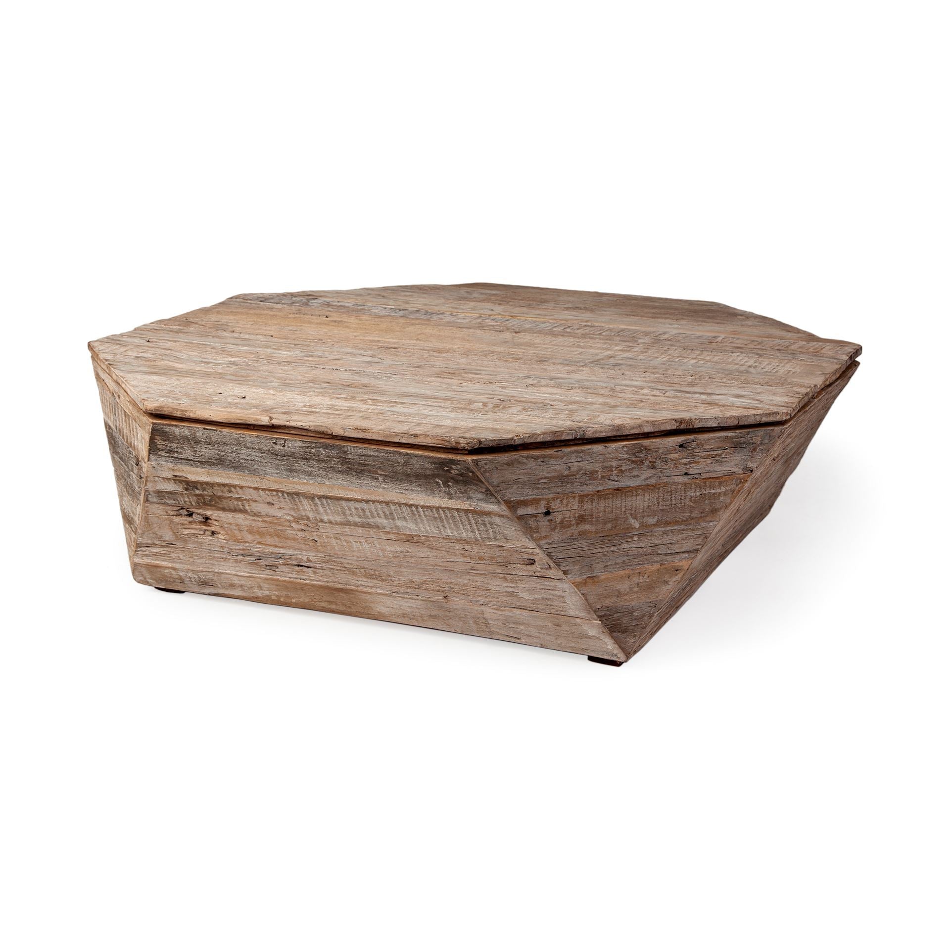 Octogan Solid Wood Hinged Top Coffee Table w/ Storage