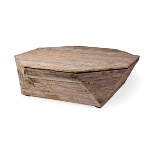 Octogan Solid Wood Hinged Top Coffee Table w/ Storage