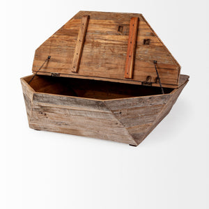 Octogan Solid Wood Hinged Top Coffee Table w/ Storage