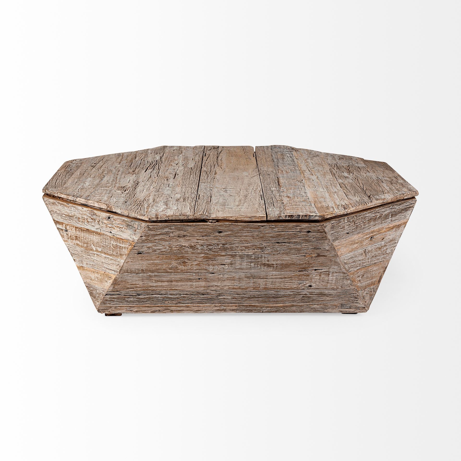 Octogan Solid Wood Hinged Top Coffee Table w/ Storage