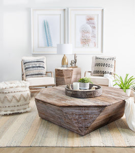 Octogan Solid Wood Hinged Top Coffee Table w/ Storage