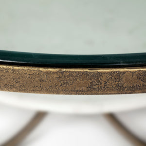 36" Round Glass Top Marble Shelf Gold Base Coffee Table