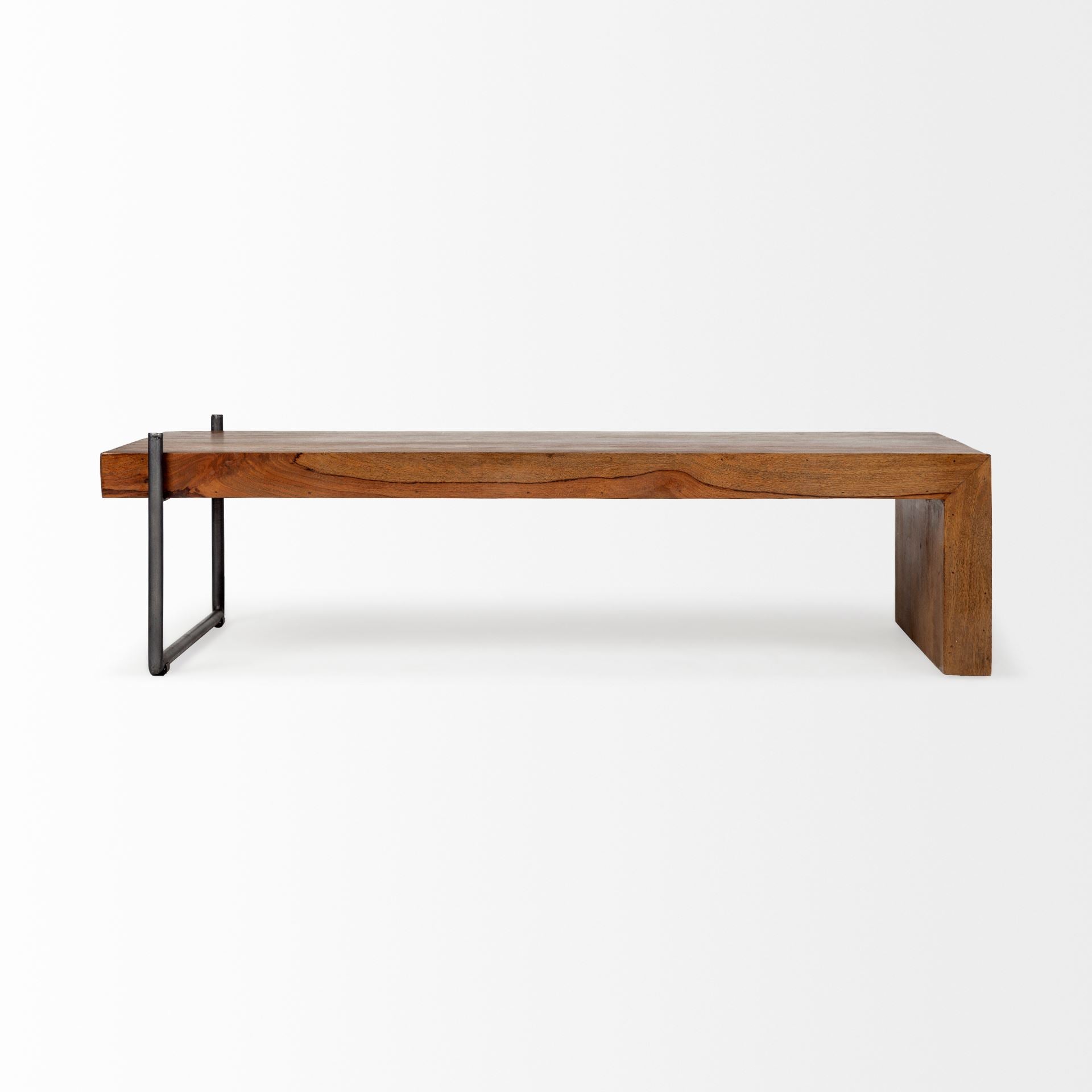 S/2 Solid Wood Black Metal Nesting Coffee Tables