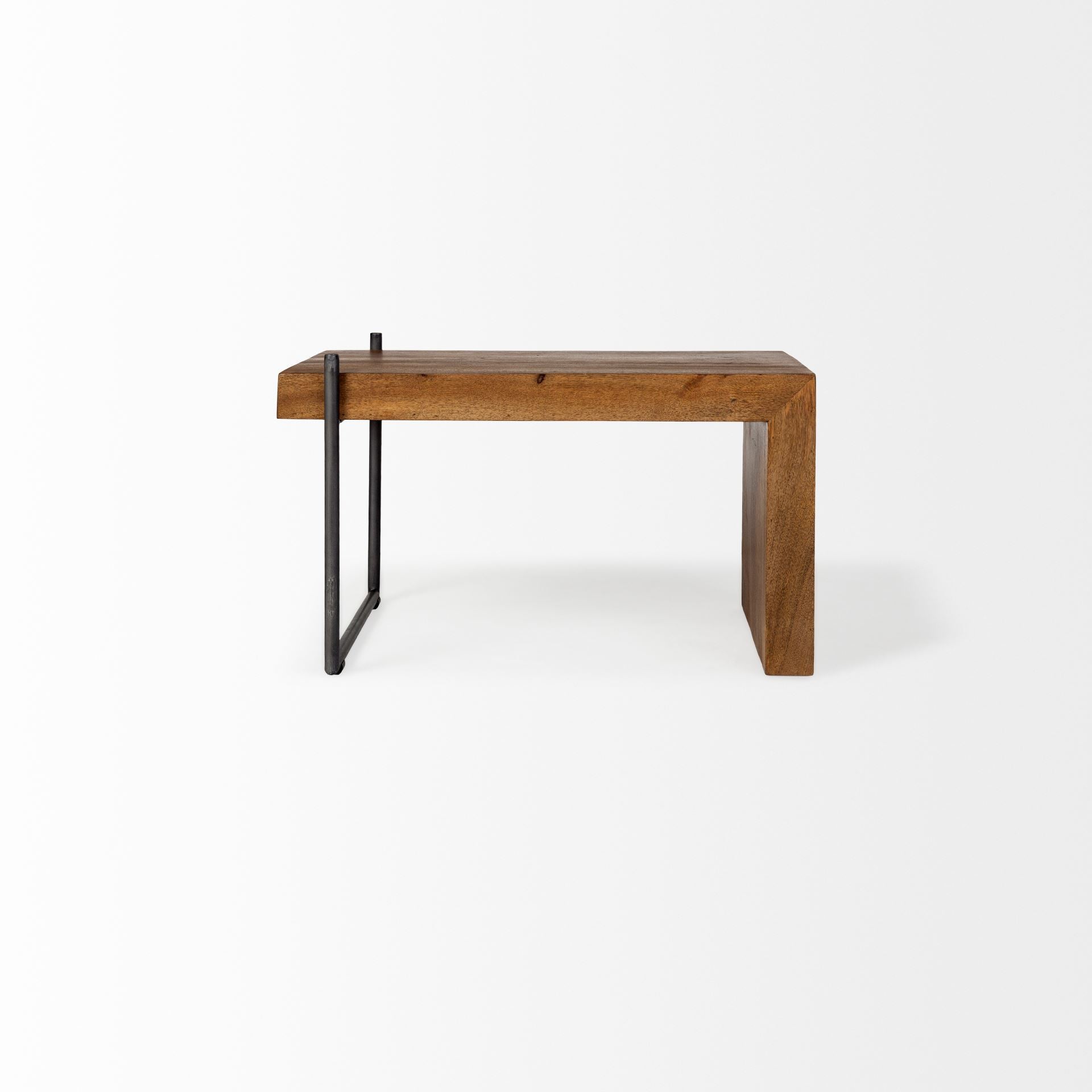S/2 Solid Wood Black Metal Nesting Coffee Tables