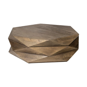 Hexagonal Hinged Solid Wood Top and Base Coffee Table