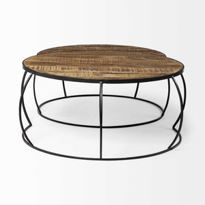 S/2 41" & 38" Round Wood Top Nesting Coffee Tables