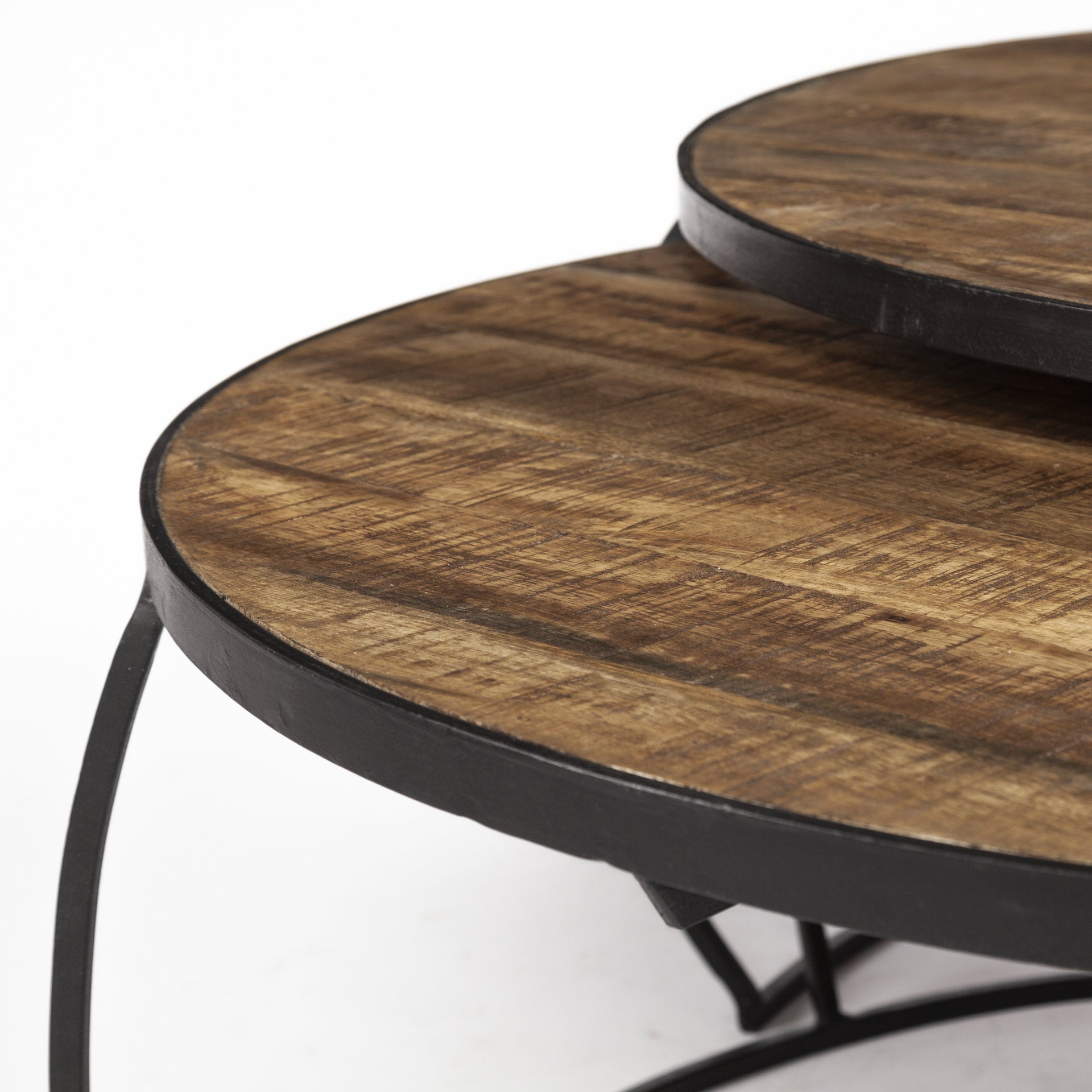 S/2 41" & 38" Round Wood Top Nesting Coffee Tables