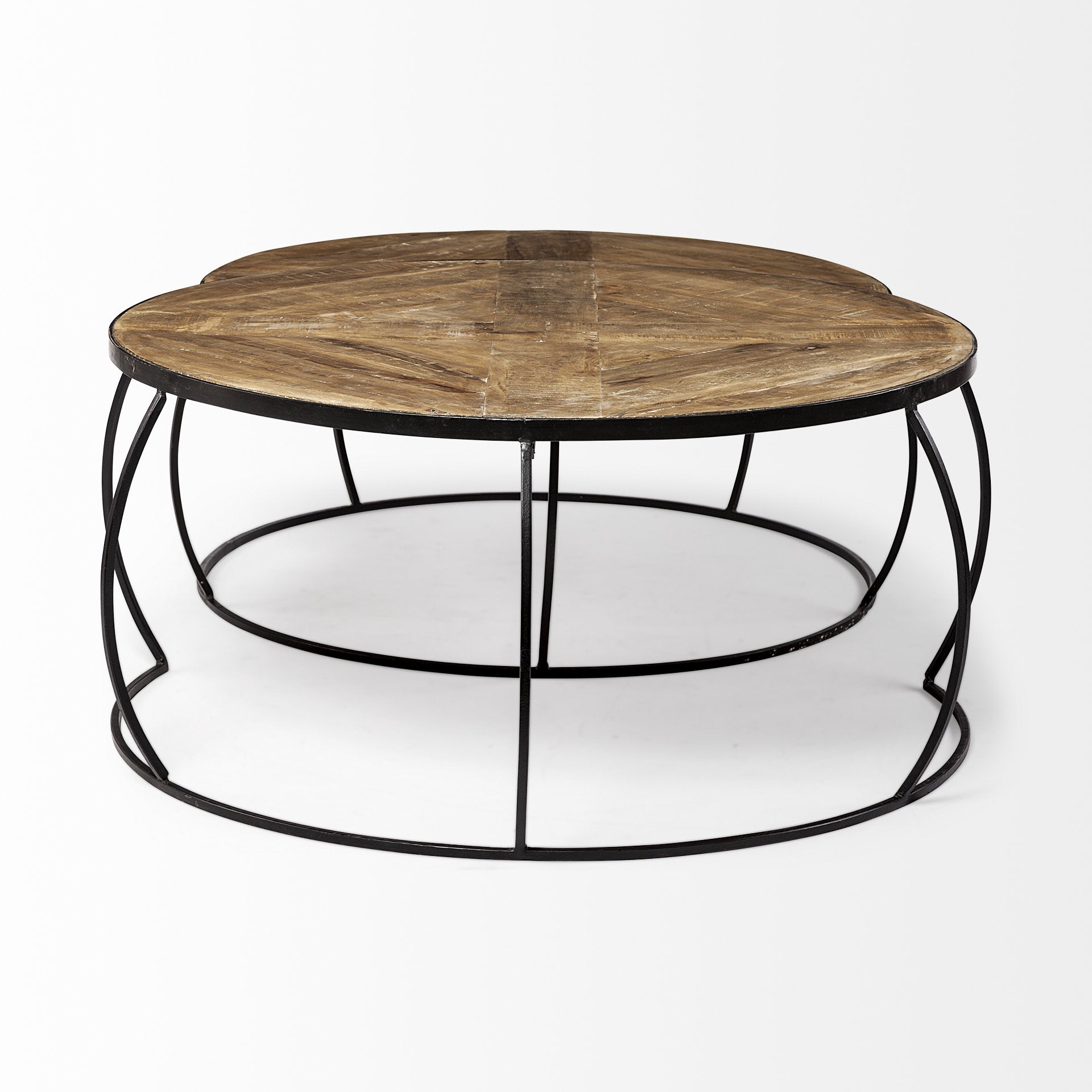 S/2 41" & 38" Round Wood Top Nesting Coffee Tables