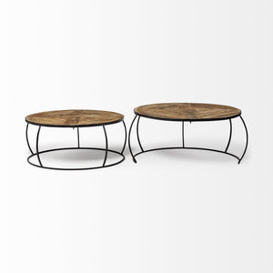 S/2 41" & 38" Round Wood Top Nesting Coffee Tables