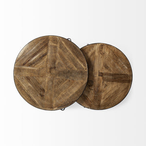 S/2 41" & 38" Round Wood Top Nesting Coffee Tables