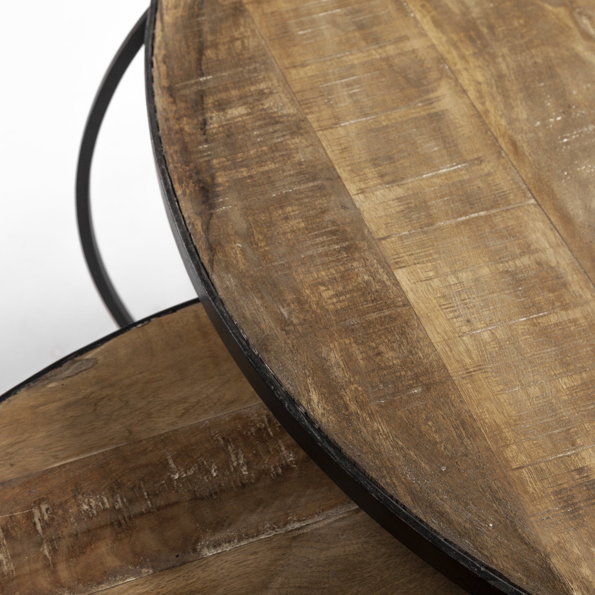 S/2 41" & 38" Round Wood Top Nesting Coffee Tables