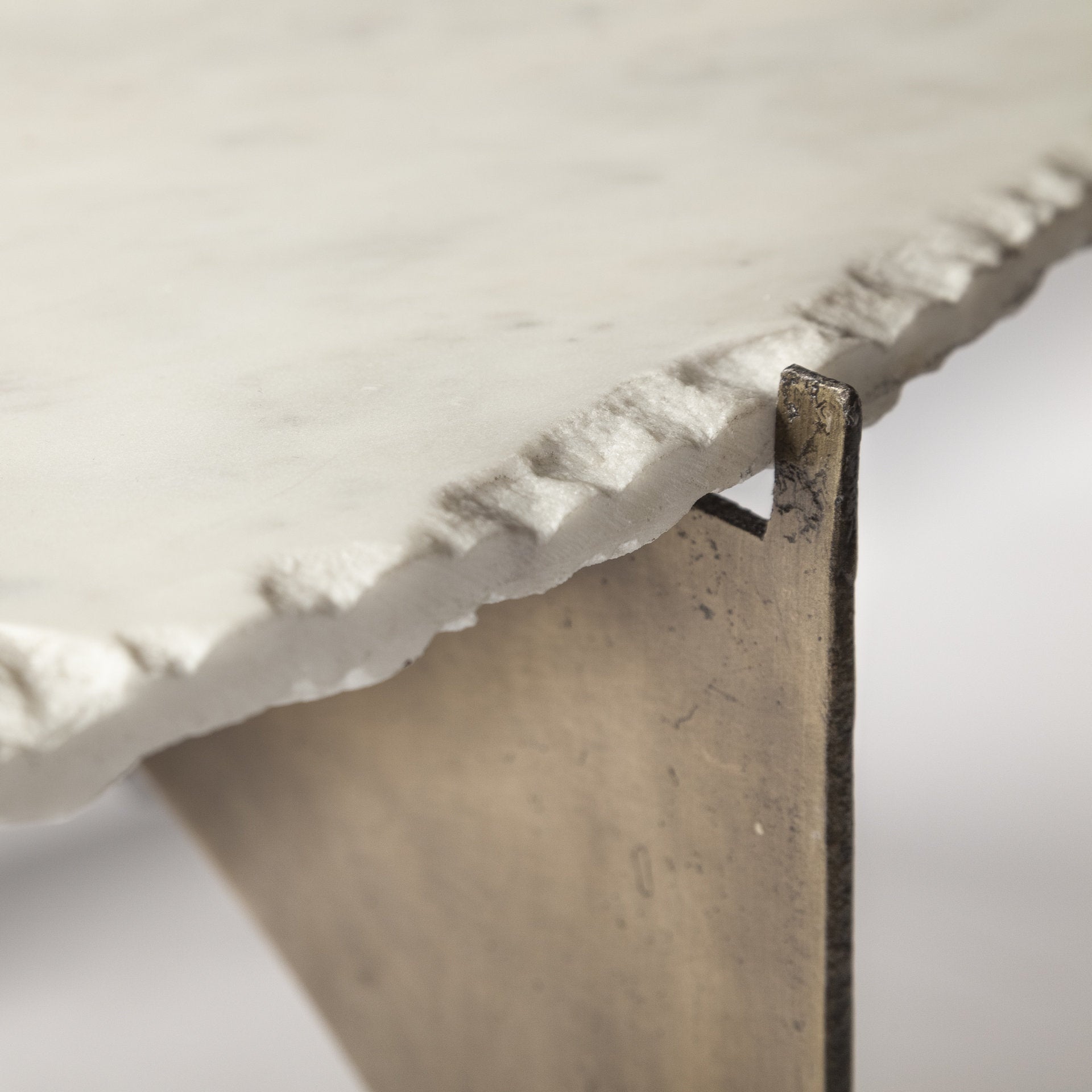 49" Round White Marble Top Gold and Metal Base Coffee Table